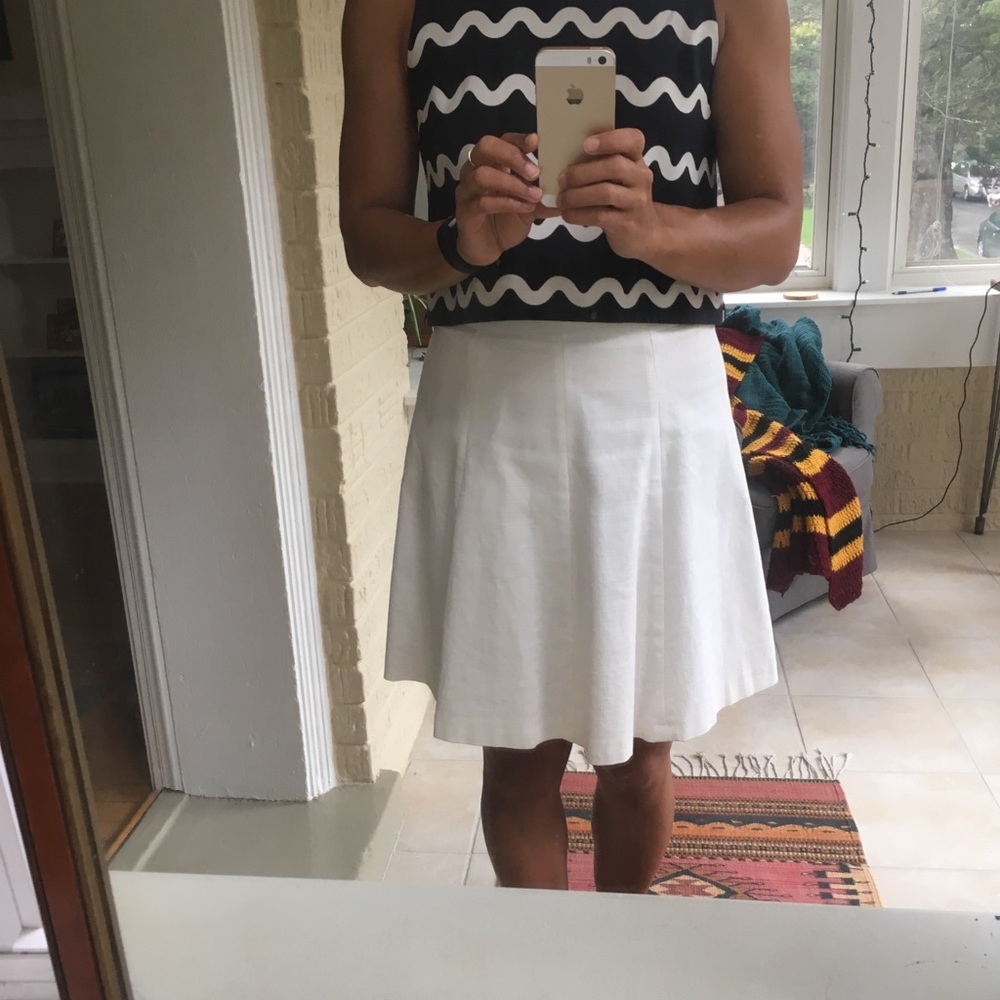 Zara White A-line Skirt